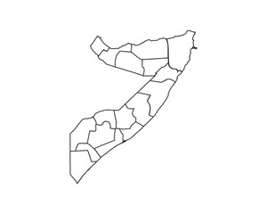 Somalia map regions administrative borders outline Vector