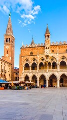 Naklejka premium Italian piazza with historical buildings