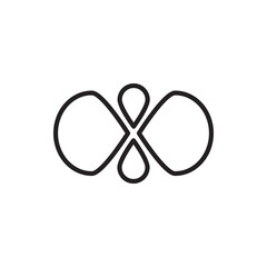 Monogram of the letter X and balloon. Abstract, outline and elegant.