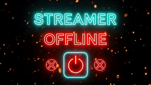 Neon Streamer Offline Screen with Sparks