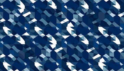Abstract geometric pattern of dark blue and white triangles