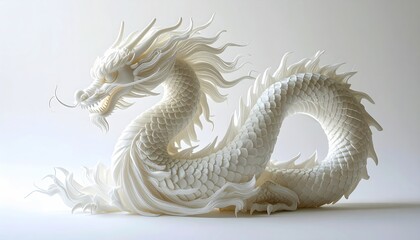 White dragon sculpture, elegant pose