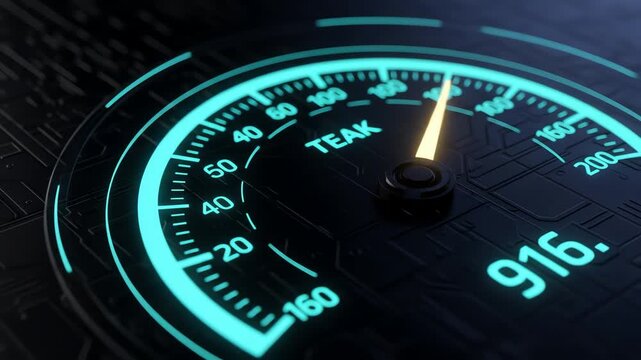 Teal And Black Digital Speedometer Interface
