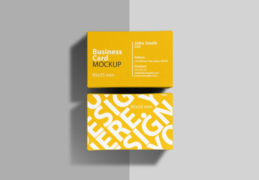 Two Stacks of Business Cards Mockup