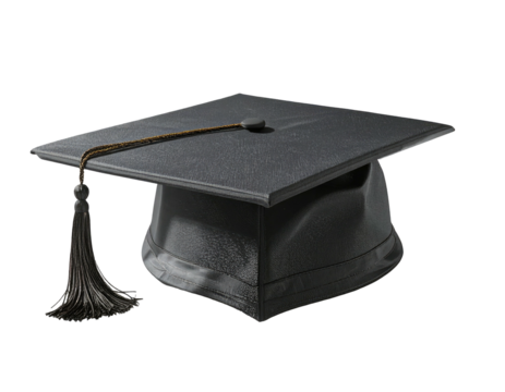 Gray graduation cap, tassel, and square top