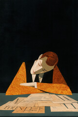 Orange pyramid figure showing geometric systematic collapse