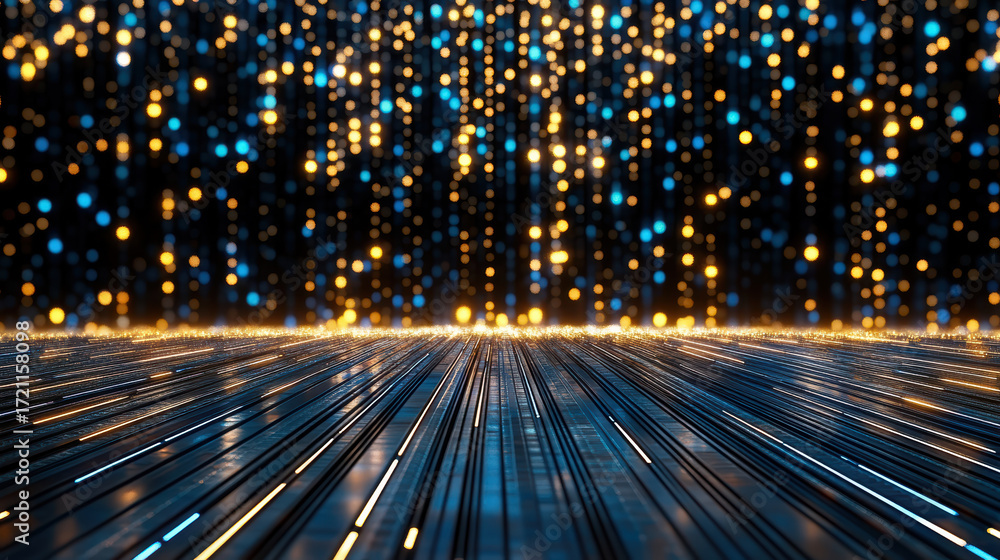 Poster vibrant lights create mesmerizing backdrop with glowing particles and streaks
