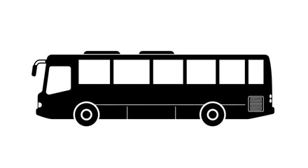 Simple silhouette of a modern coach bus side view for travel and transportation concepts