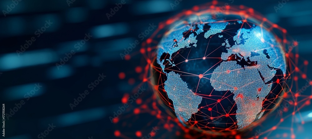 Poster global network connectivity technology of digital data communication and internet access worldwide
