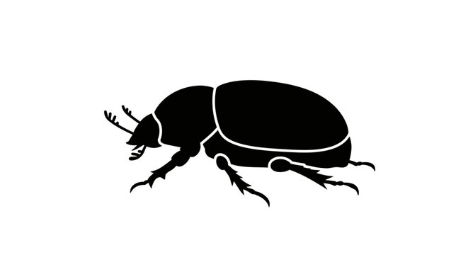 Detailed silhouette of a beetle insect side view artistic rendering insect art