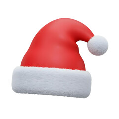 3d render santa hat with transparent background