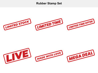 Red Grunge Rubber Stamp Set Featuring Limited Time Offer and Special Sales