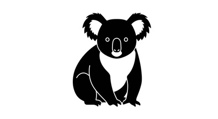 Charming black silhouette of a cute koala bear sitting playfully for designs