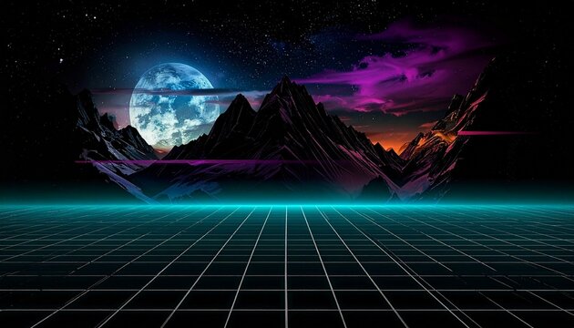 Neon Checkerboard Corridor with Synthwave Vibes