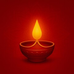 Warm festive diya with bright mandala pattern for celebration theme