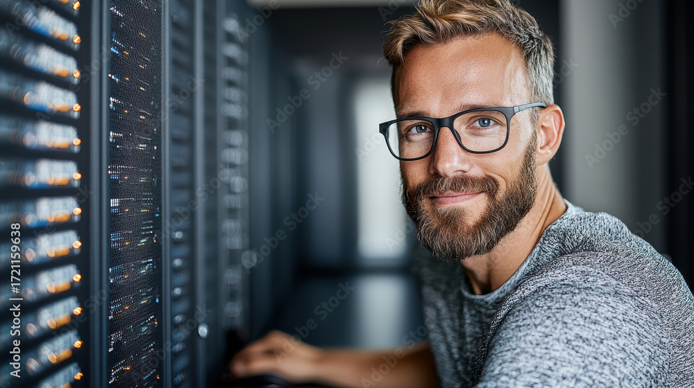 Poster efficient data engineer managing virtual machine snapshots in modern server room