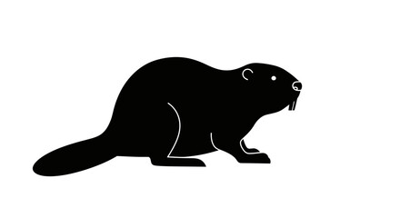 Black beaver silhouette profile cute rodent animal icon symbol wild nature forest aquatic