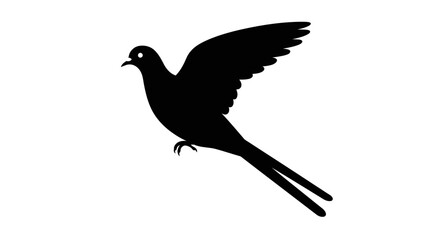 Silhouette of a dove with outstretched wings in mid-flight graceful avian symbol of peace and freedom in motion