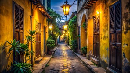 Fototapeta premium Vietnam City Travel Photography in 8K – Ancient Streets, Pagodas, and Skyline at Dawn with Cinematic Light, No People