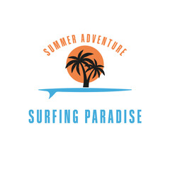 summer adventure surfing paradise logo design concept idea