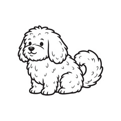 Silhouette of a fluffy dog with thick fur, cute outline