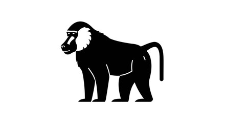 Silhouette of a majestic baboon primate standing alert wildlife animal safari african jungle mammal