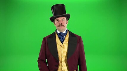 Victorian Gentleman Green Screen:  Dramatic Storytelling  Chroma Key Footage