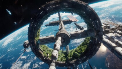 Futuristic space station orbiting Earth (1)