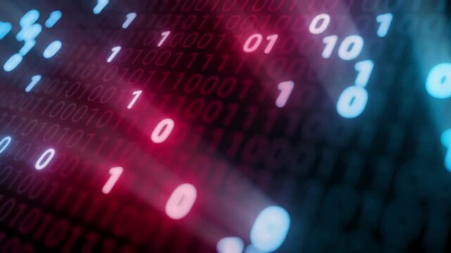 Concept of digital age. Algorithm binary, hud interface, data code, decryption and encoding glitter sparkle green binary digital code, computer