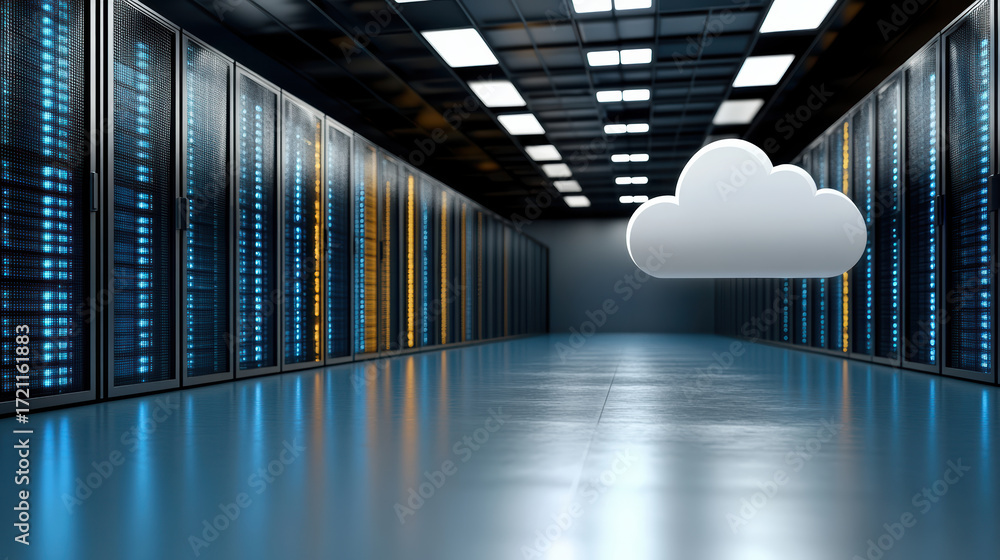 Poster cloud computing technology enhances data storage and management in modern server rooms