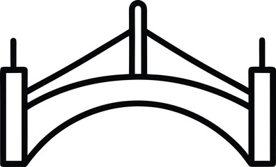 Wrought iron fence and gate bridge with oil tower sketch illustration