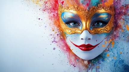 Vibrant carnival mask art fantasy world digital artwork colorful background close-up creative expression