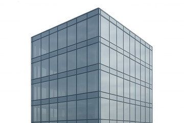 Modern glass building skyscraper exterior with many windows reflecting the sky, contemporary corporate architecture