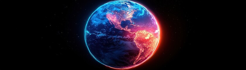 Dynamic earth visualization global context digital art cosmic environment aerial view environmental awareness