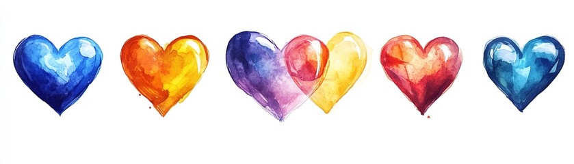 Creative expression of love watercolor hearts art gallery artwork vibrant colors close-up emotion