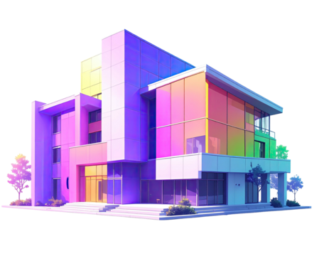 Colorful, modern building with vibrant hues