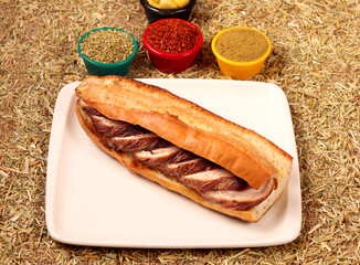 a photo of a fried kokorech ,close up view