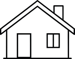 Vector icon of a residential house with a roof and a door, suitable for real estate and construction design
