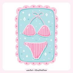 Cute Bikini Coquette Beachwear Design vector illustration