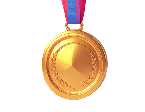 Golden medal with ribbon