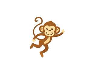 Obraz premium Cute cartoon monkey jumping