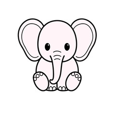 Vector drawing of a funny baby elephant character