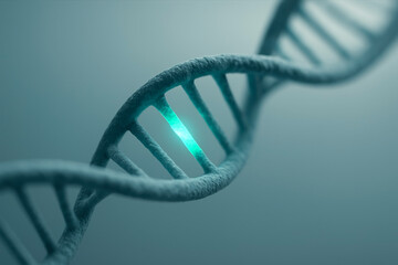 DNA double helix with glowing base pair — gene editing concept
