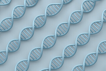 Seamless DNA double helix pattern on soft blue — biotech background
