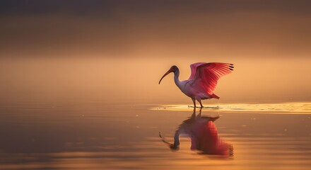 Roseate Spoonbill in Golden Light