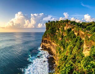 Coastal cliff face at sunrise