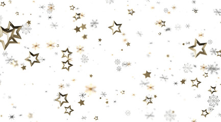 Obraz premium Elegant gold stars and snowflakes on white. Perfect for winter, holiday, celebration designs.
