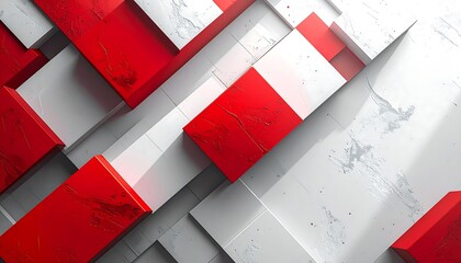 Abstract geometric pattern of red and white rectangular shapes