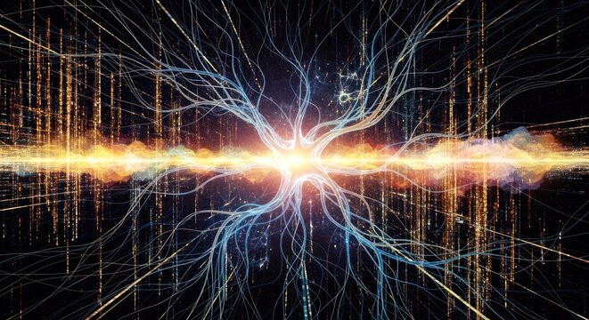 Abstract energy network with central source and radiating connections