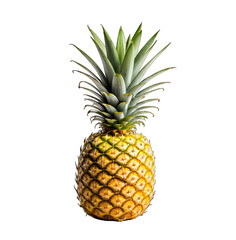 Fototapeta premium Close-up of a pineapple, vibrant yellow skin, sharp green leaves